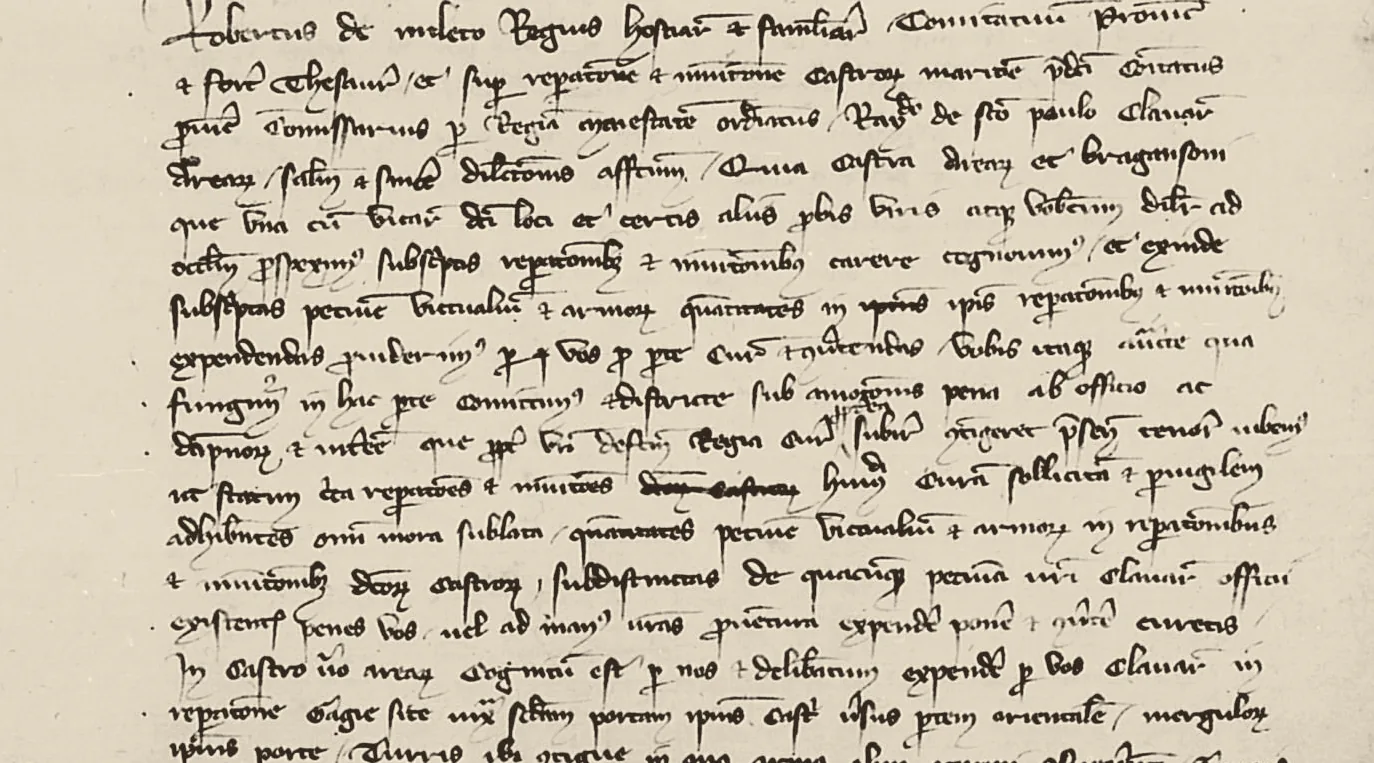Ouverture de la lettre de Robert de Milet au clavaire d'Hyères, où il énonce ses titres et sa commission