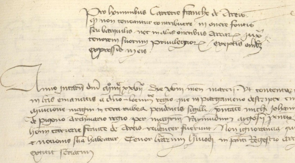 Rubrique et ouverture de l'enregistrement de la sentence du 4 mars 1428