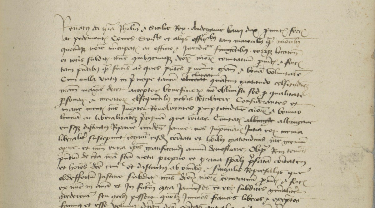 Incipit de la lettre patente de René d'Anjou pour la cité d'Albenga