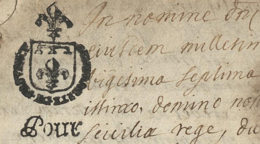 Incipit de la « grosse Bruny », copie authentique de l'acte de 1458 par François Bruny (v