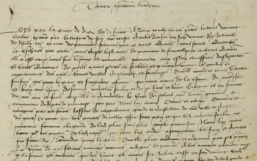 Registre B19 : lettres de Louis XI donnant à Nicolas Forbin la capitainerie du château d'Hyères