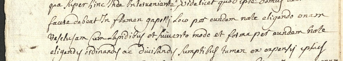 Détail manuscrit : « facere debeat In flumen gapellij... unam Besclusam cum lapidibus et cimento »